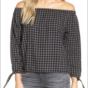 NWT Madewell - Plaid Off The Shoulder Top